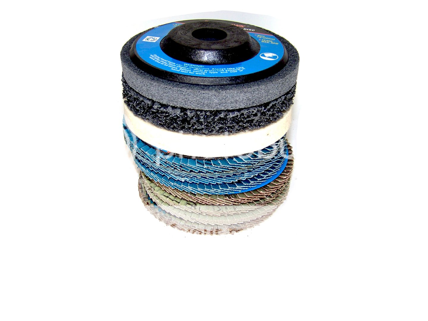 41/2" 11PC FLAP DISC & POLISH SET ZIRCONIA, ALUMINUM OXIDE STRAPPING